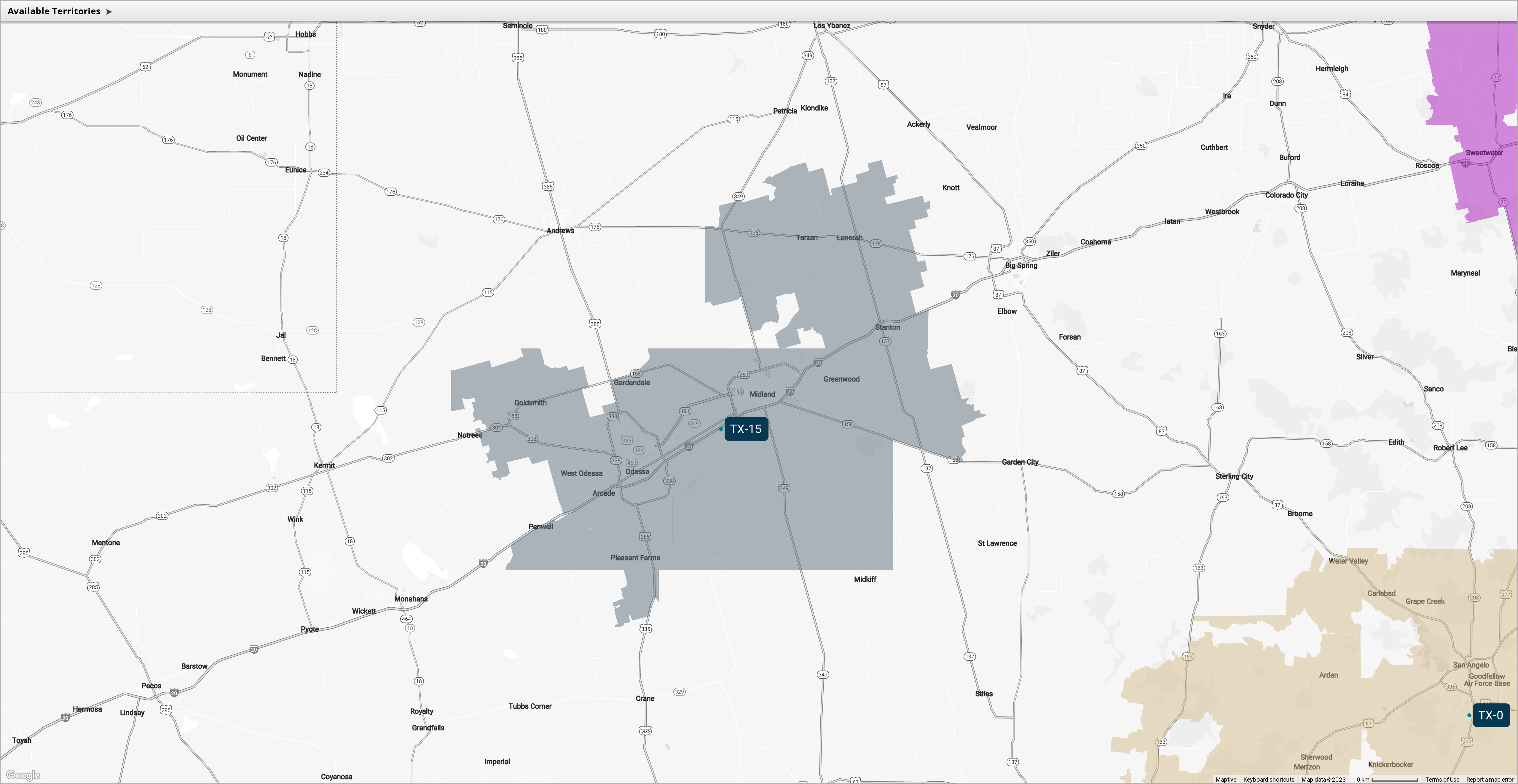Territory Map Of Midland TX 